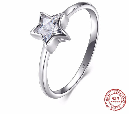Modian 2021 NEW Cubic Zirconia  Jewelry Authentic 925 Sterling Silver Star Ring Fashion Simple Rings For Women Elegant Gift