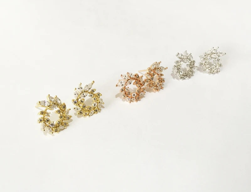 Drop Shipping Fashion 925 Stamp Round CZ Zircon Rhinestone Stud Earrings Jewelry Pendientes Silver Color Jewelry
