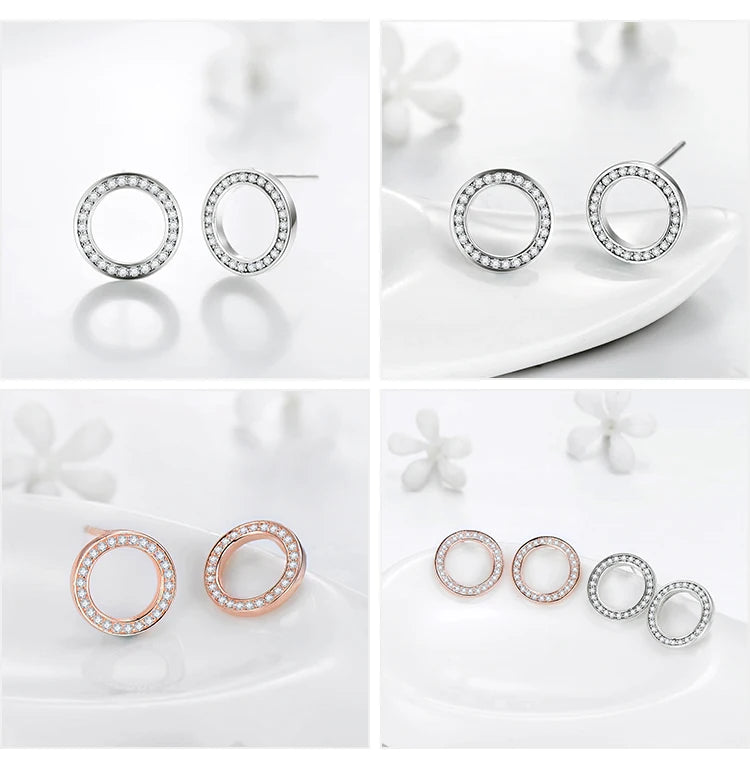 2021 High Quality Fashion 925 Sterling Silver Earrings Luxury Crystal Zircon Stud Earrings For Women Bridal wedding Jewelry