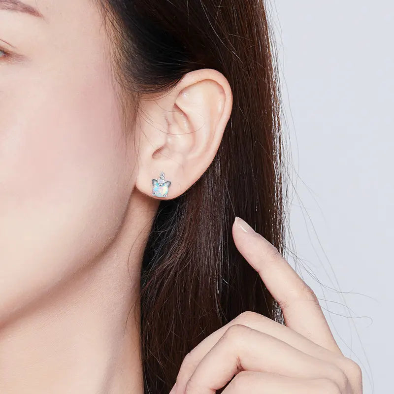 Hot Selling 100% 925 Sterling Silver Cute Dazzling Mouse Animal Stud Earrings For Women Girl Authentic Original Jewelry Gift