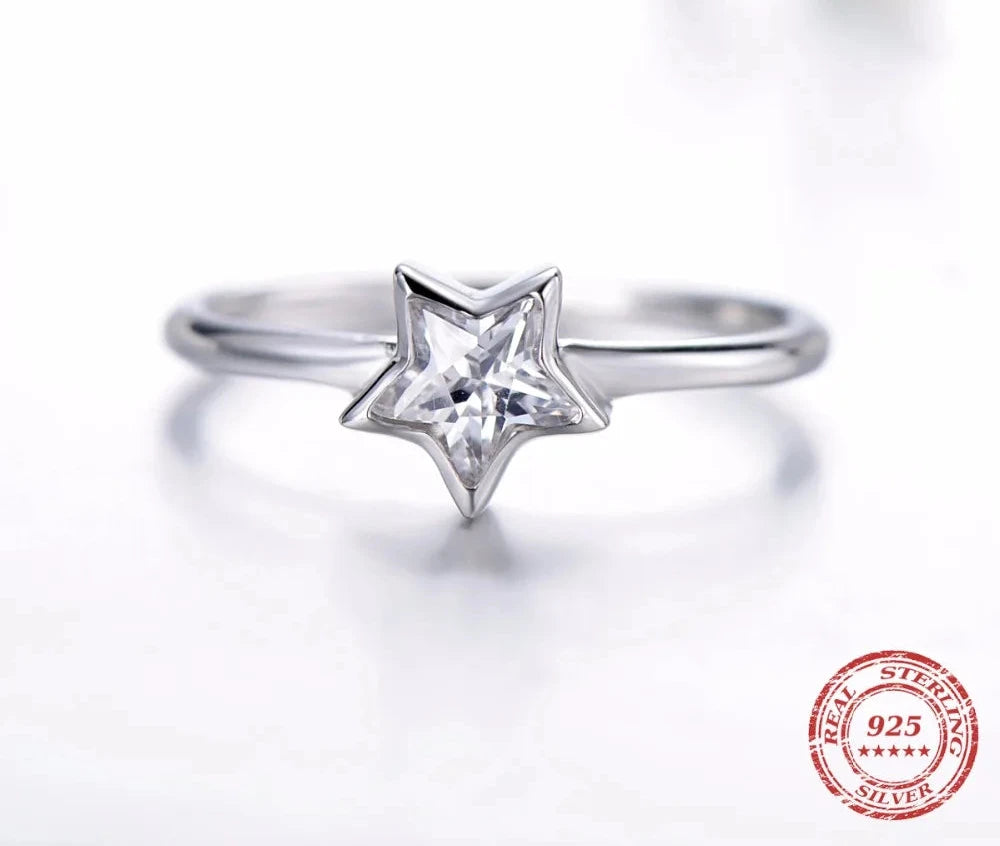Modian 2021 NEW Cubic Zirconia  Jewelry Authentic 925 Sterling Silver Star Ring Fashion Simple Rings For Women Elegant Gift