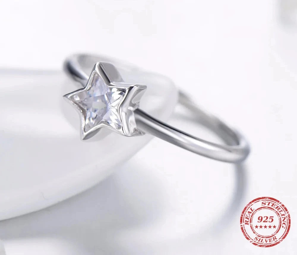 Modian 2021 NEW Cubic Zirconia  Jewelry Authentic 925 Sterling Silver Star Ring Fashion Simple Rings For Women Elegant Gift