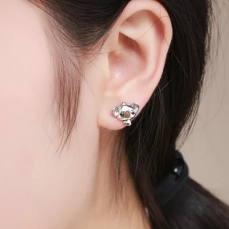 Hot Selling 100% 925 Sterling Silver Cute Dazzling Mouse Animal Stud Earrings For Women Girl Authentic Original Jewelry Gift