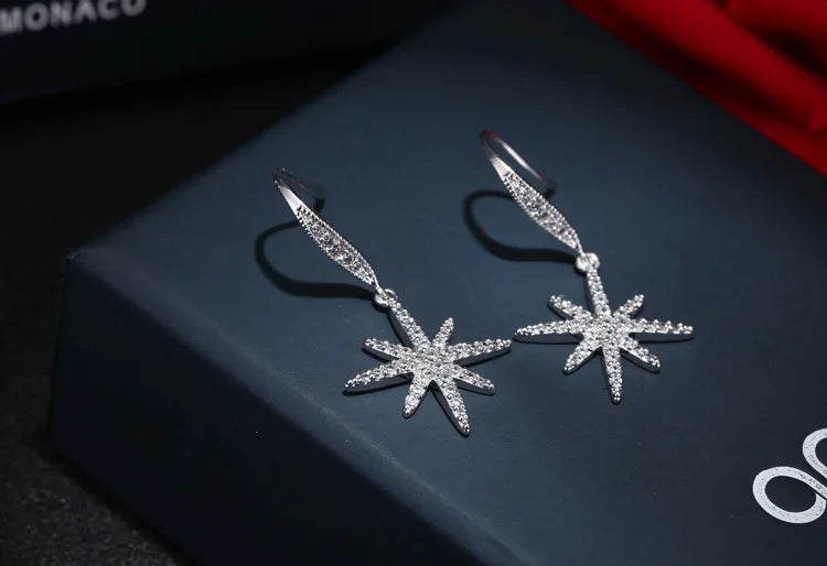 Latest New Style Good Jewelry Fashion 925 Stamp Silver Color Drop Earrings Crystal Rhinestone Earrings Pendientes Brincos
