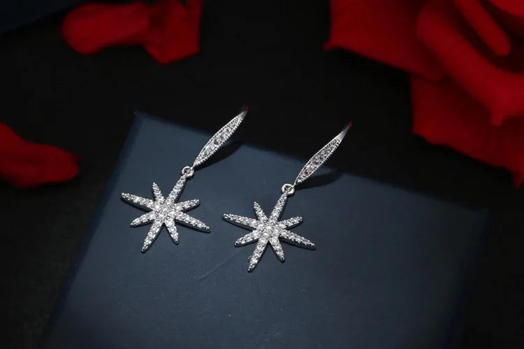 Latest New Style Good Jewelry Fashion 925 Stamp Silver Color Drop Earrings Crystal Rhinestone Earrings Pendientes Brincos