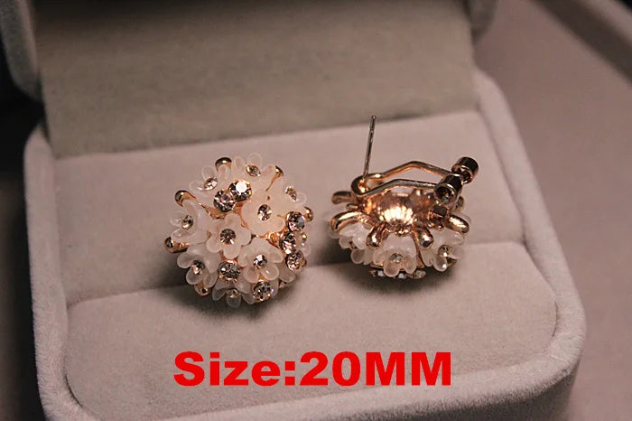 2021 New Fashion Wedding Jewelry For Women Gold Color Austrian Crystal Enamel Flower Stud Earrings Fashion Female Earrings Gifts
