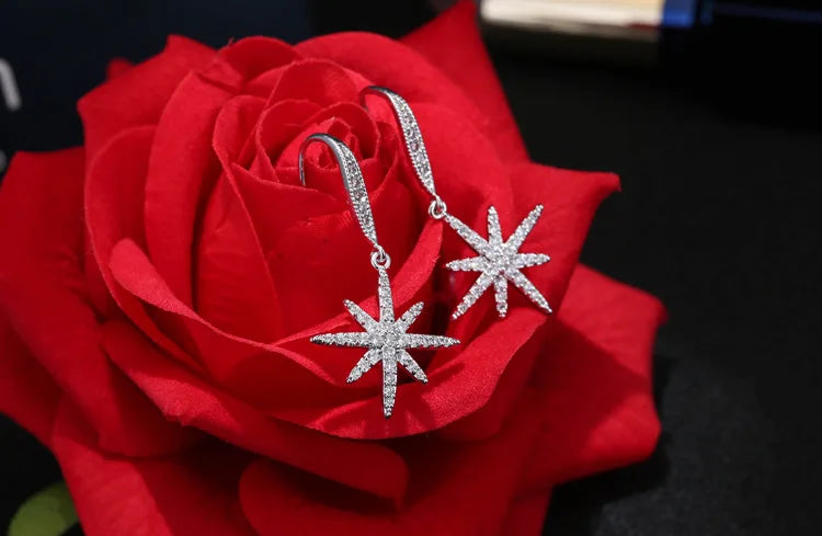 Latest New Style Good Jewelry Fashion 925 Stamp Silver Color Drop Earrings Crystal Rhinestone Earrings Pendientes Brincos