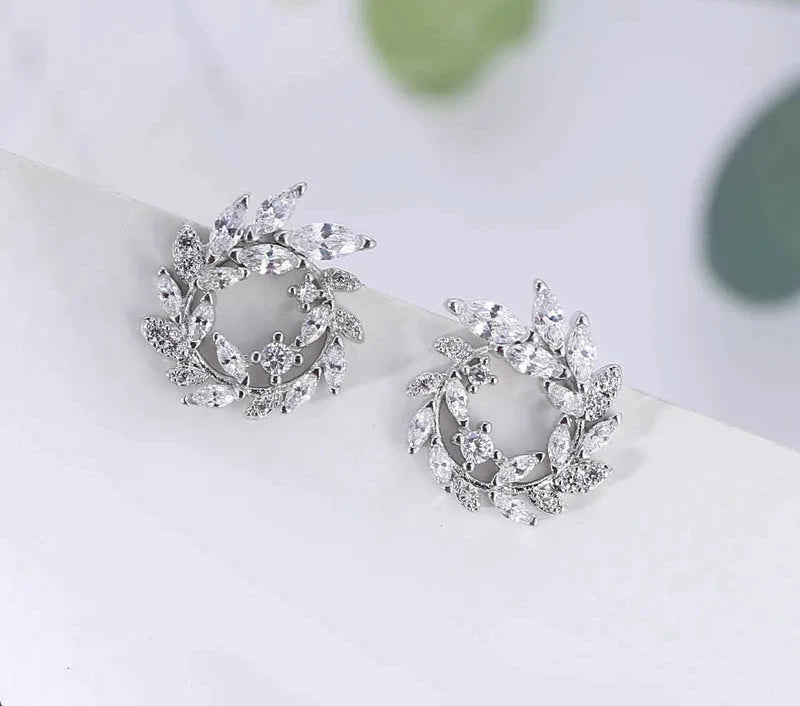Drop Shipping Fashion 925 Stamp Round CZ Zircon Rhinestone Stud Earrings Jewelry Pendientes Silver Color Jewelry
