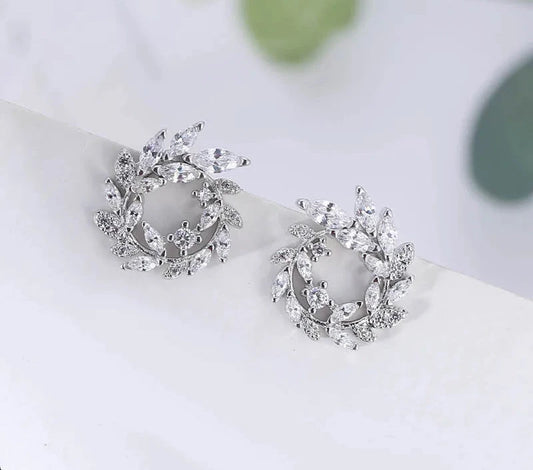 Drop Shipping Fashion 925 Stamp Round CZ Zircon Rhinestone Stud Earrings Jewelry Pendientes Silver Color Jewelry