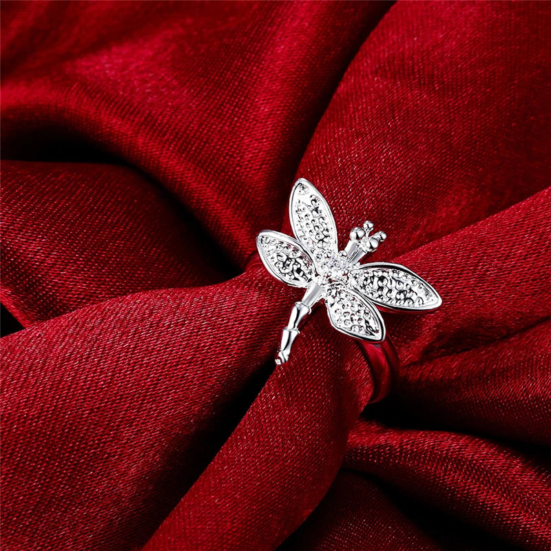 DOTEFFIL 925 Sterling Silver Dragonfly Ring For Women Wedding Engagement Party Fashion Charm Jewelry
