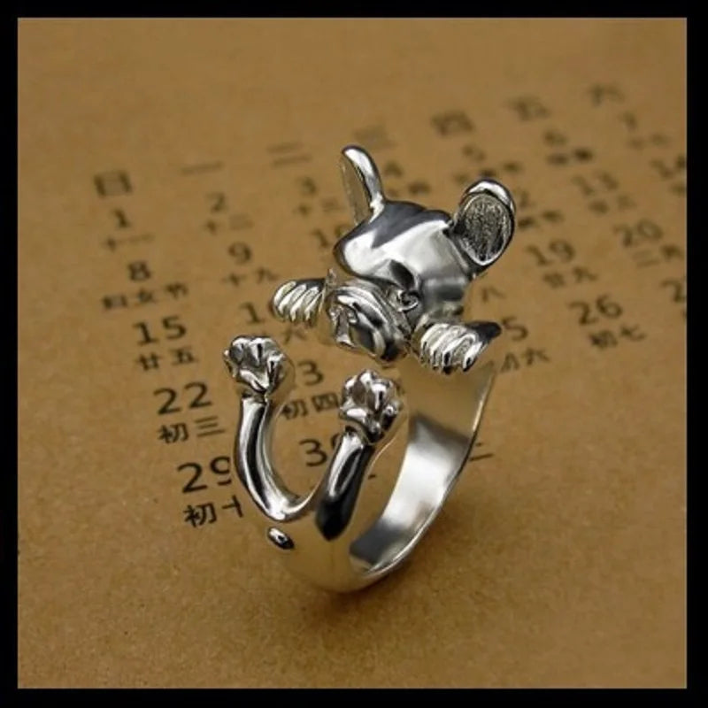 french bulldog Ring free size hippie animal bulldog Ring jewelry for pet lovers