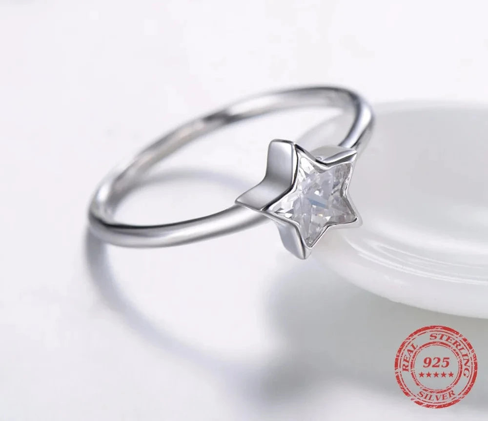 Modian 2021 NEW Cubic Zirconia  Jewelry Authentic 925 Sterling Silver Star Ring Fashion Simple Rings For Women Elegant Gift