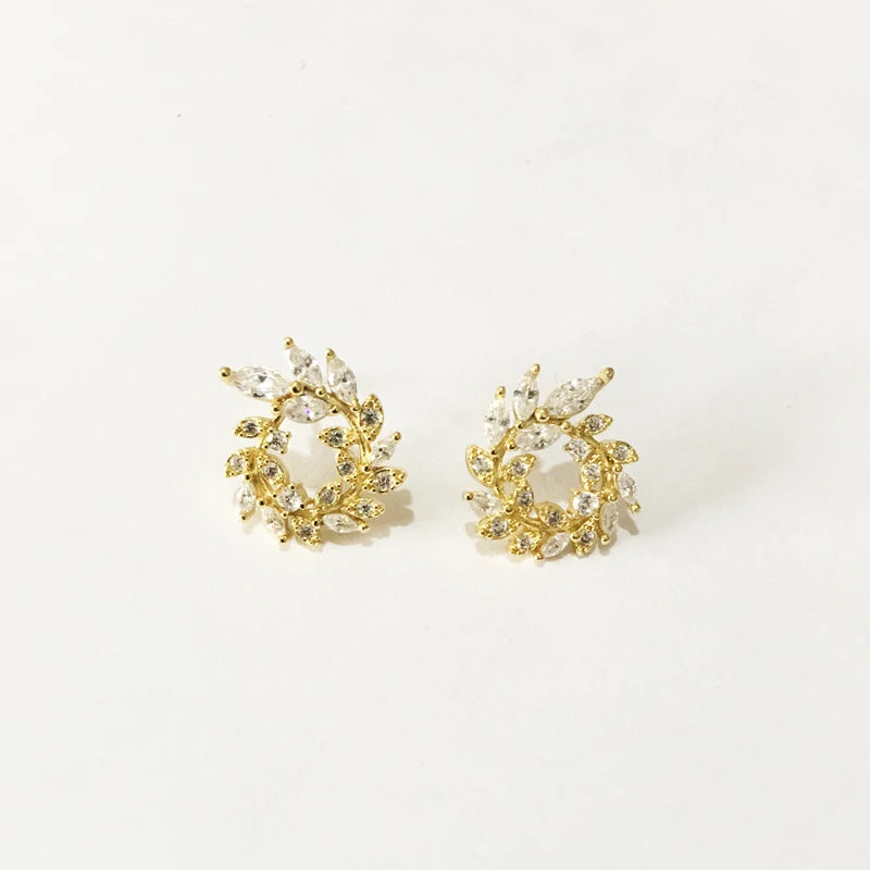 Drop Shipping Fashion 925 Stamp Round CZ Zircon Rhinestone Stud Earrings Jewelry Pendientes Silver Color Jewelry