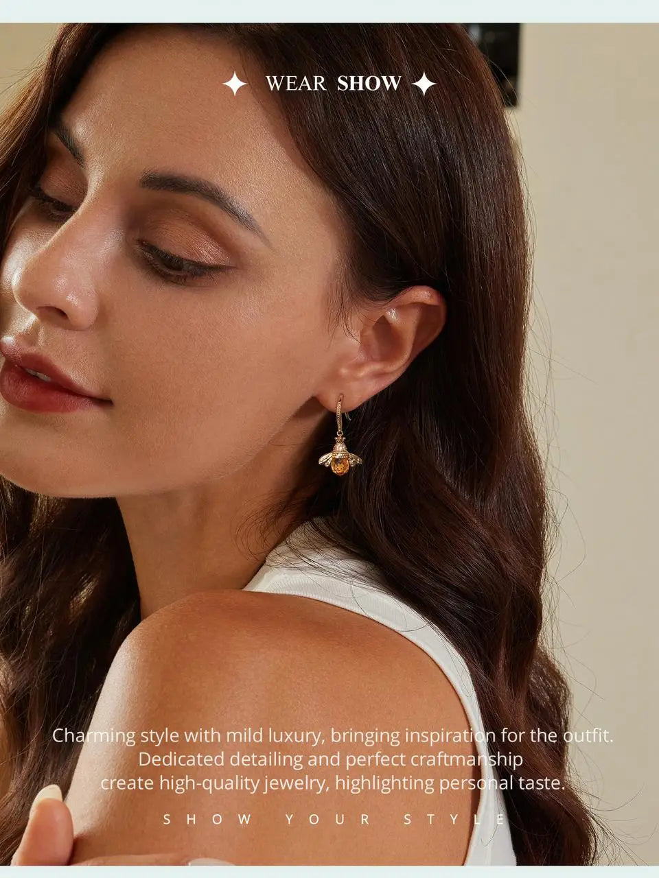 Bamoer Hot Sale 925 Sterling Silver Yellow Bee Drop Earrings for Women Lovely Insect Earrings Fine Jewelry Gift SCE149