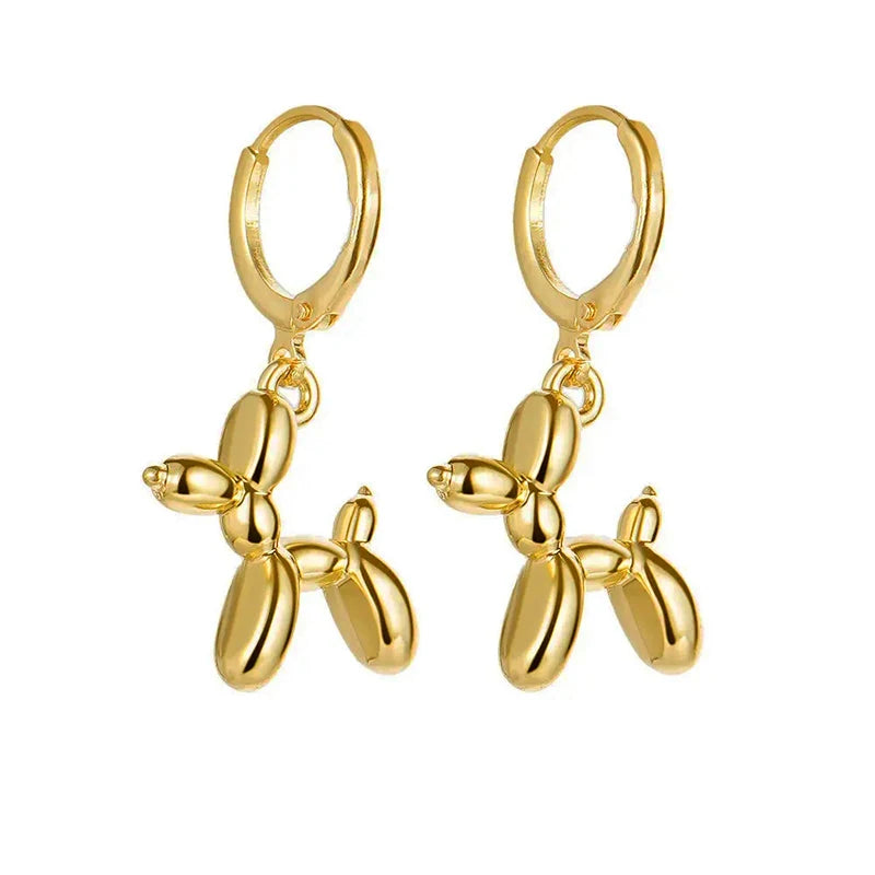 Popular Balloon Dog Pendant Dangle Earrings For Women Metal Style Cute Canimal Hoop Earring Fashion Jewelry Wedding Party Gifts