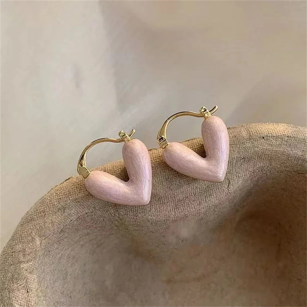 2024 New Trendy Korean Elegant Light Luxury White Dripping Love Heart Love Dangle Earring for Women Fashion Jewelry Gifts
