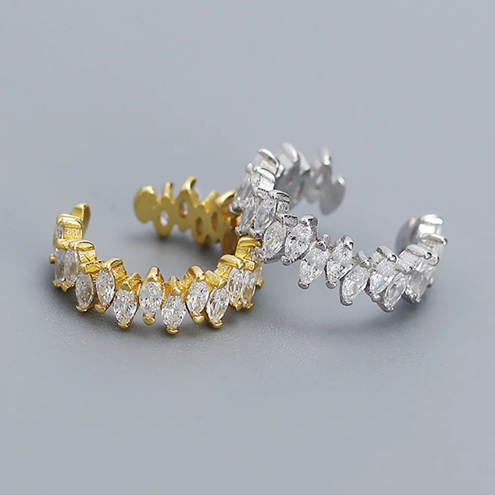 Serenity Real Marquise Cut Moissanite Earrings for Women Men S925 Sterling Silver Plated 18K Ear Clip No hole to wear Earrings