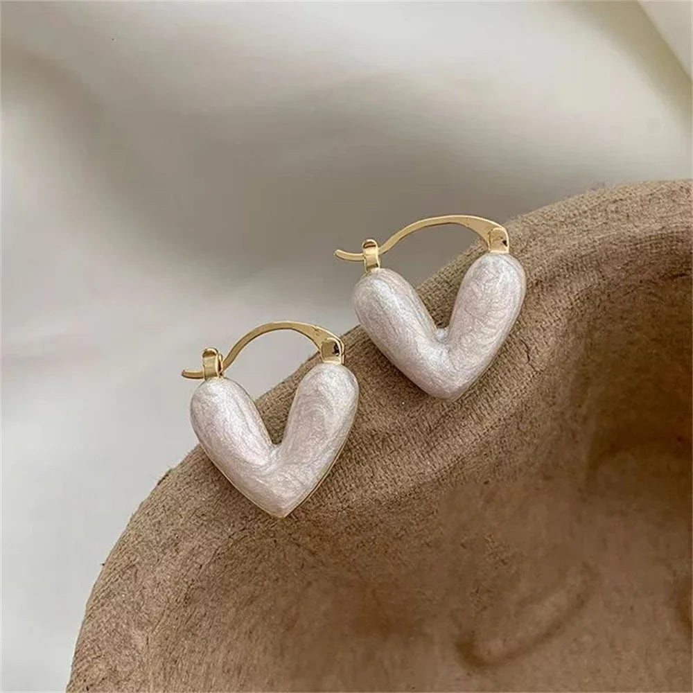 2024 New Trendy Korean Elegant Light Luxury White Dripping Love Heart Love Dangle Earring for Women Fashion Jewelry Gifts