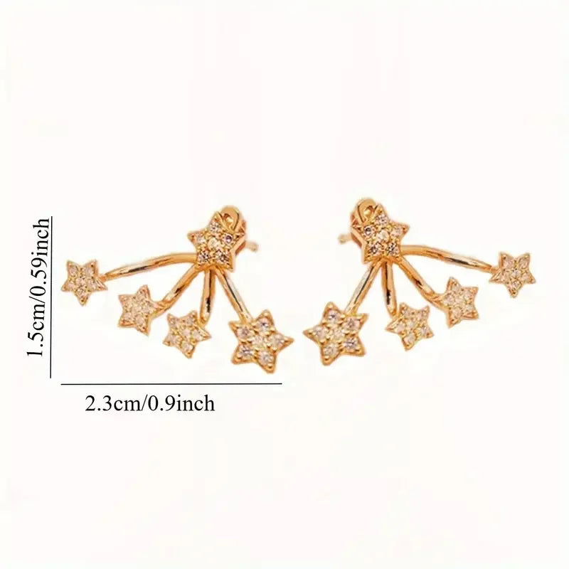 1 Pair of White Star-Shaped Stud Earring for Women Simple Fashion 3A Zirconia Earrings Daily Life Jewelry Gifts