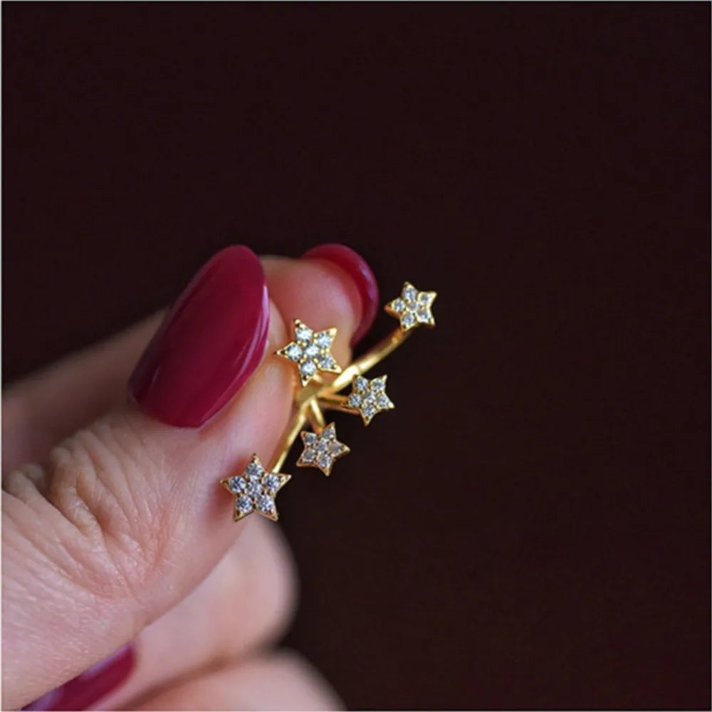 1 Pair of White Star-Shaped Stud Earring for Women Simple Fashion 3A Zirconia Earrings Daily Life Jewelry Gifts