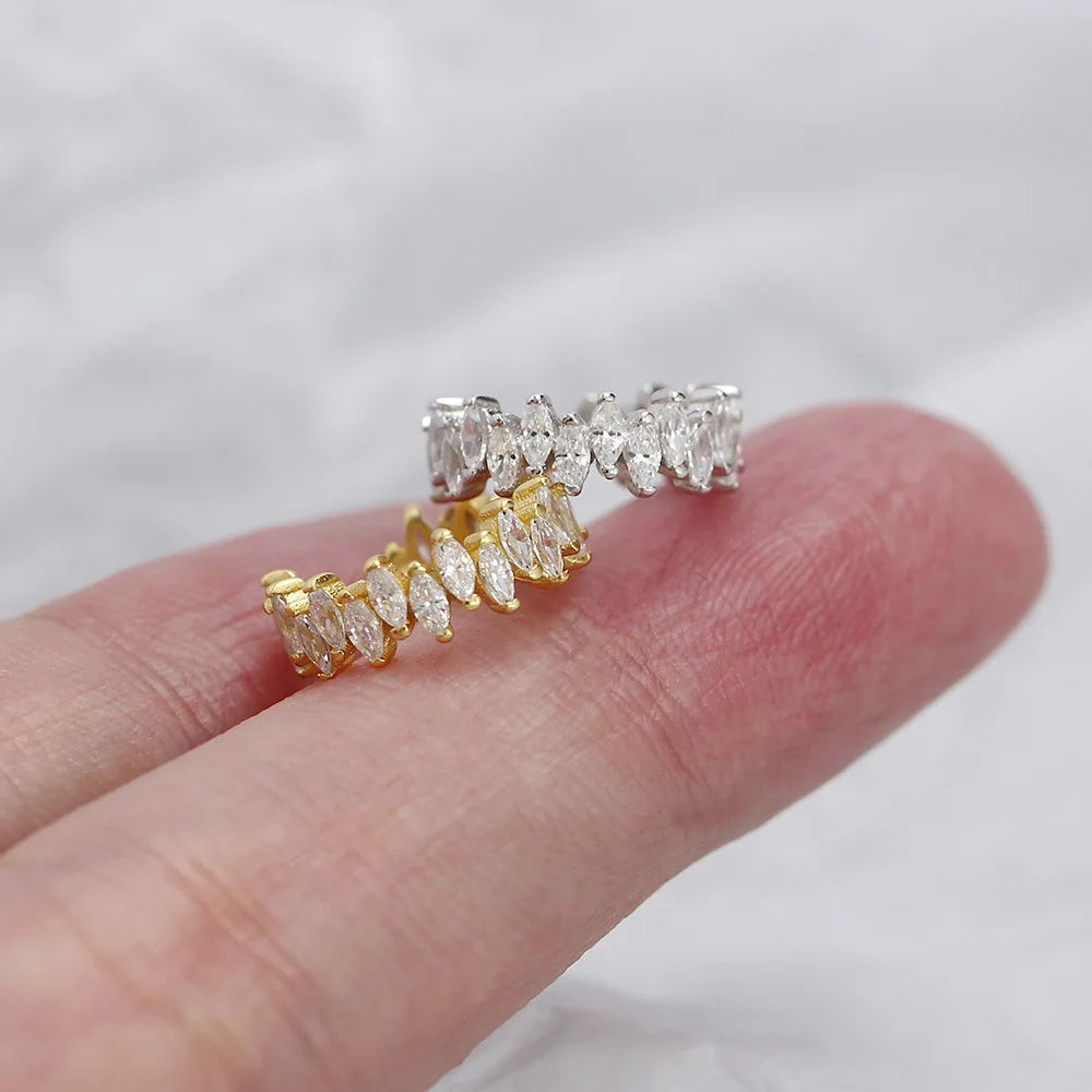 Serenity Real Marquise Cut Moissanite Earrings for Women Men S925 Sterling Silver Plated 18K Ear Clip No hole to wear Earrings