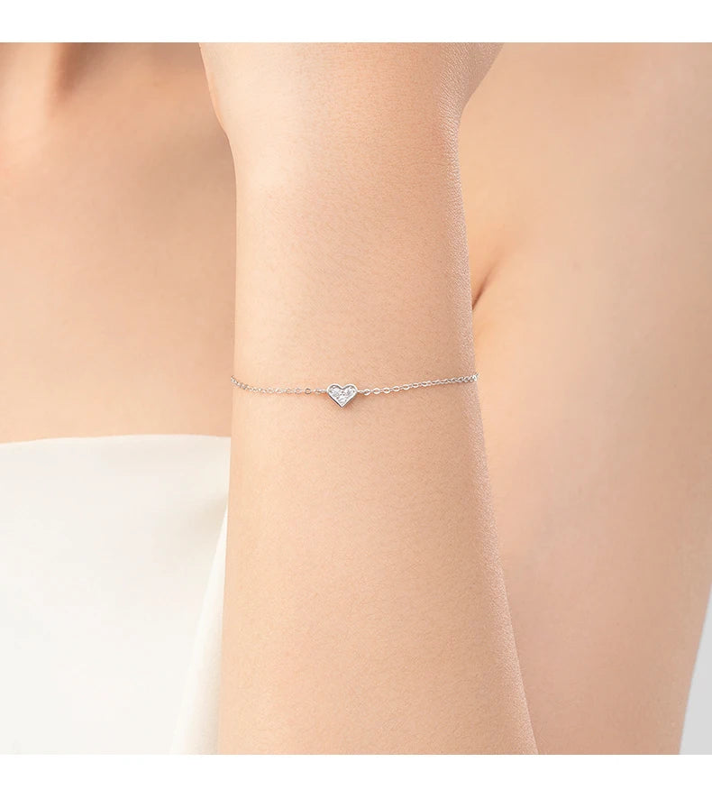 Modian 2023 New Design Real 925 sterling silver Heart CZ Bracelet Fashion Crystal Wedding Lady Classic  Romantic Jewelry