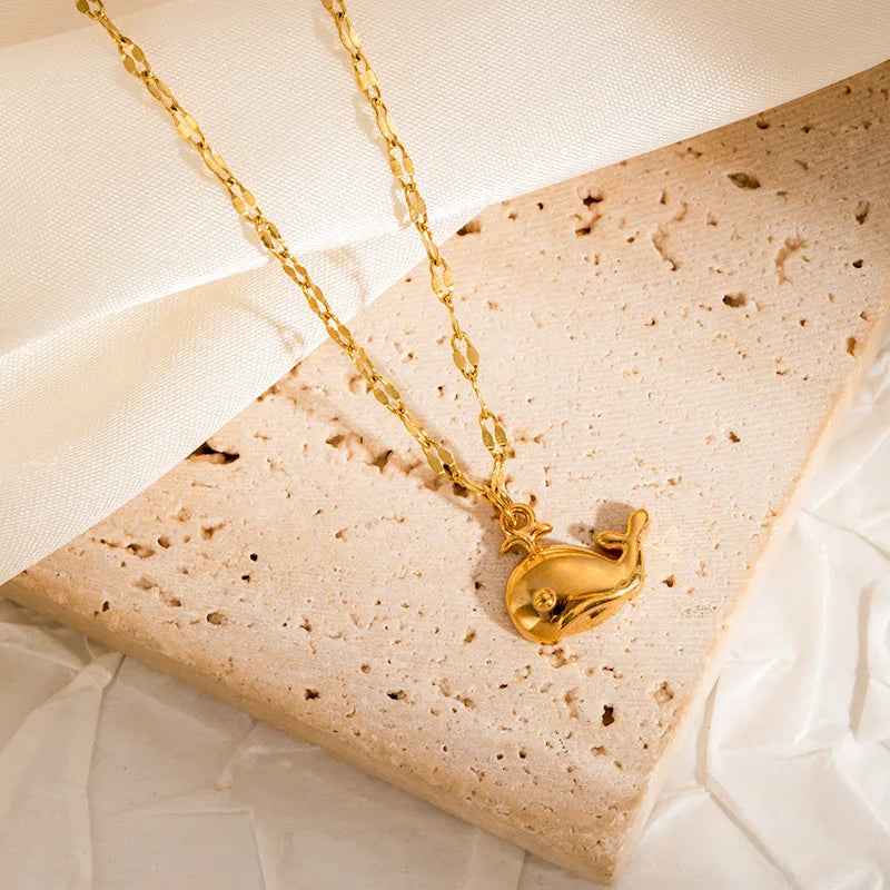 Ocean Style Starfish Sea Turtle Octopus Stainless Steel Pendant Necklace Fashion Gold Plated Summer Beach Jewelry Accessory
