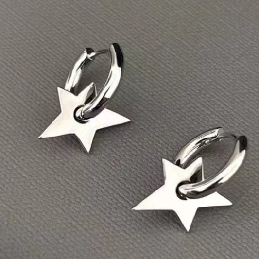 Fashion Irregular Star Hoop Earrings for Men Women New Punk Rock Harajuku Minimalist Stars Pentagram Earrings Party Jewelry Gift