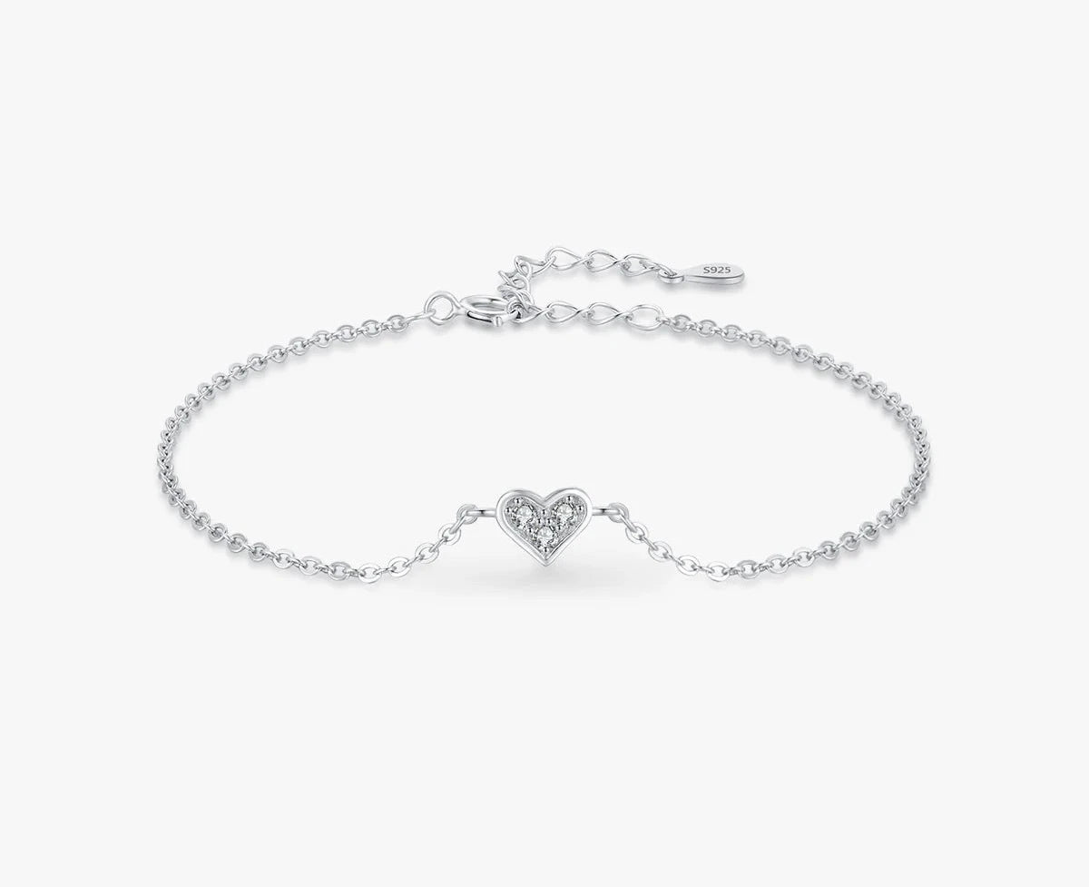 Modian 2023 New Design Real 925 sterling silver Heart CZ Bracelet Fashion Crystal Wedding Lady Classic  Romantic Jewelry