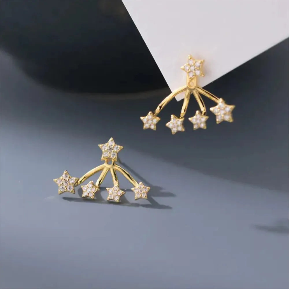 1 Pair of White Star-Shaped Stud Earring for Women Simple Fashion 3A Zirconia Earrings Daily Life Jewelry Gifts