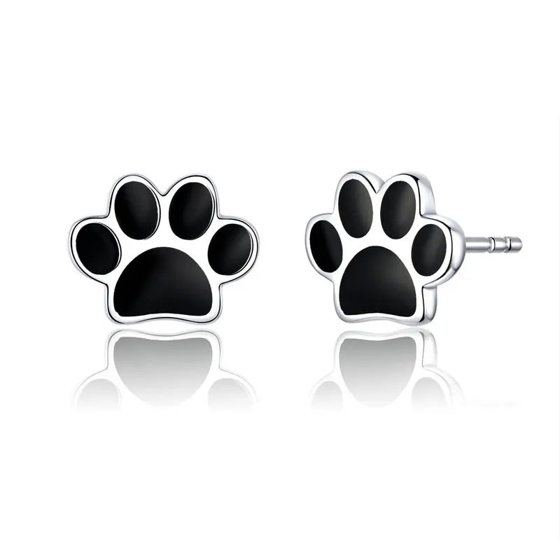 WOSTU Real 100% 925 Sterling Silver Lovely Cat Pet Stud Earrings For Women S925 Silver Earring Fashion Jewelry Gift FIE073