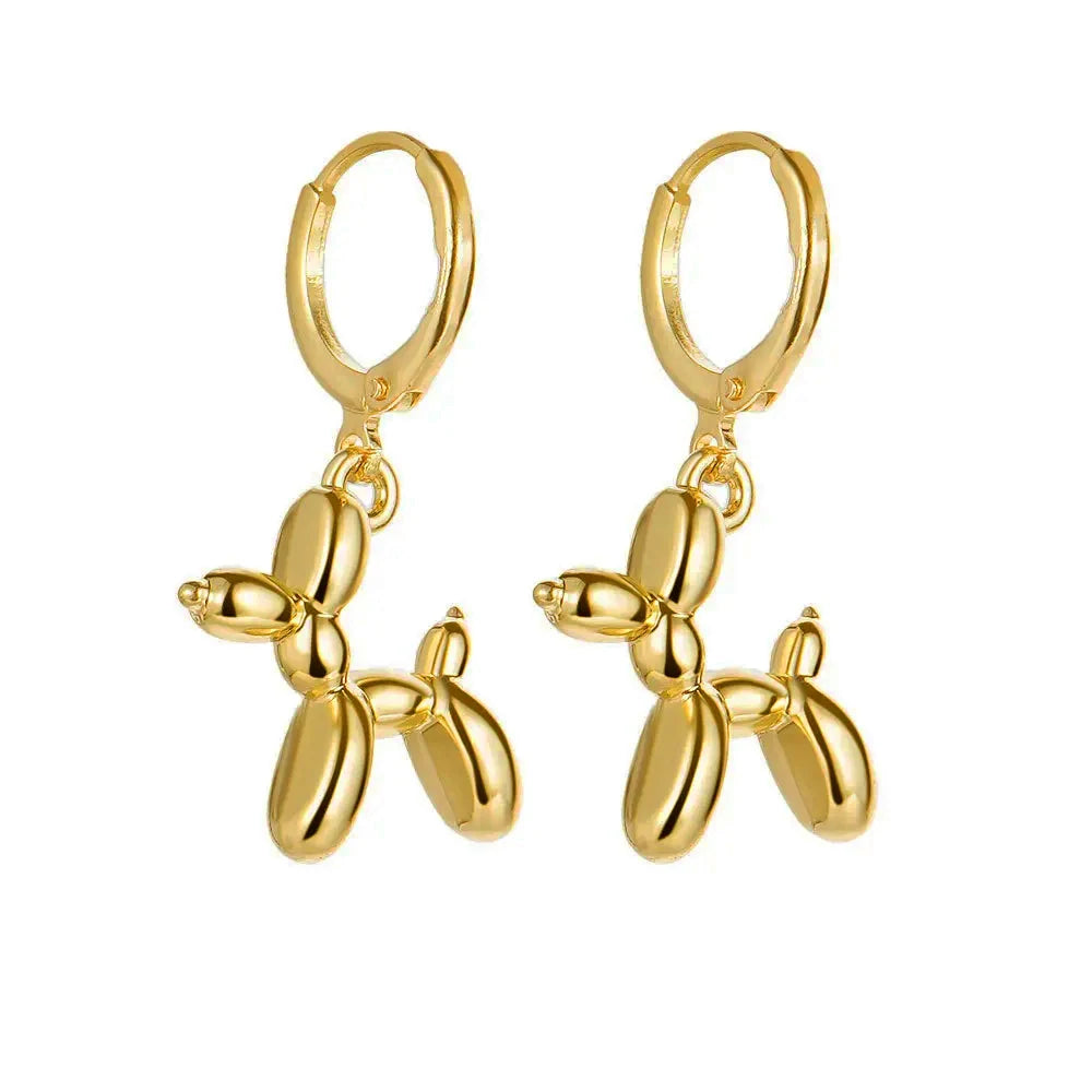 Popular Balloon Dog Pendant Dangle Earrings For Women Metal Style Cute Canimal Hoop Earring Fashion Jewelry Wedding Party Gifts