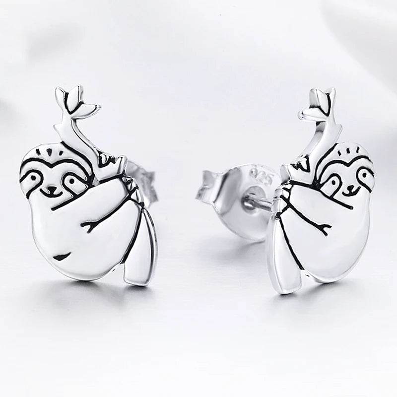 WOSTU Flower Heart Stud Earrings 100% 925 Sterling Silver Pearl Small Earrings For Women Wedding Engagement Jewelry Gifts
