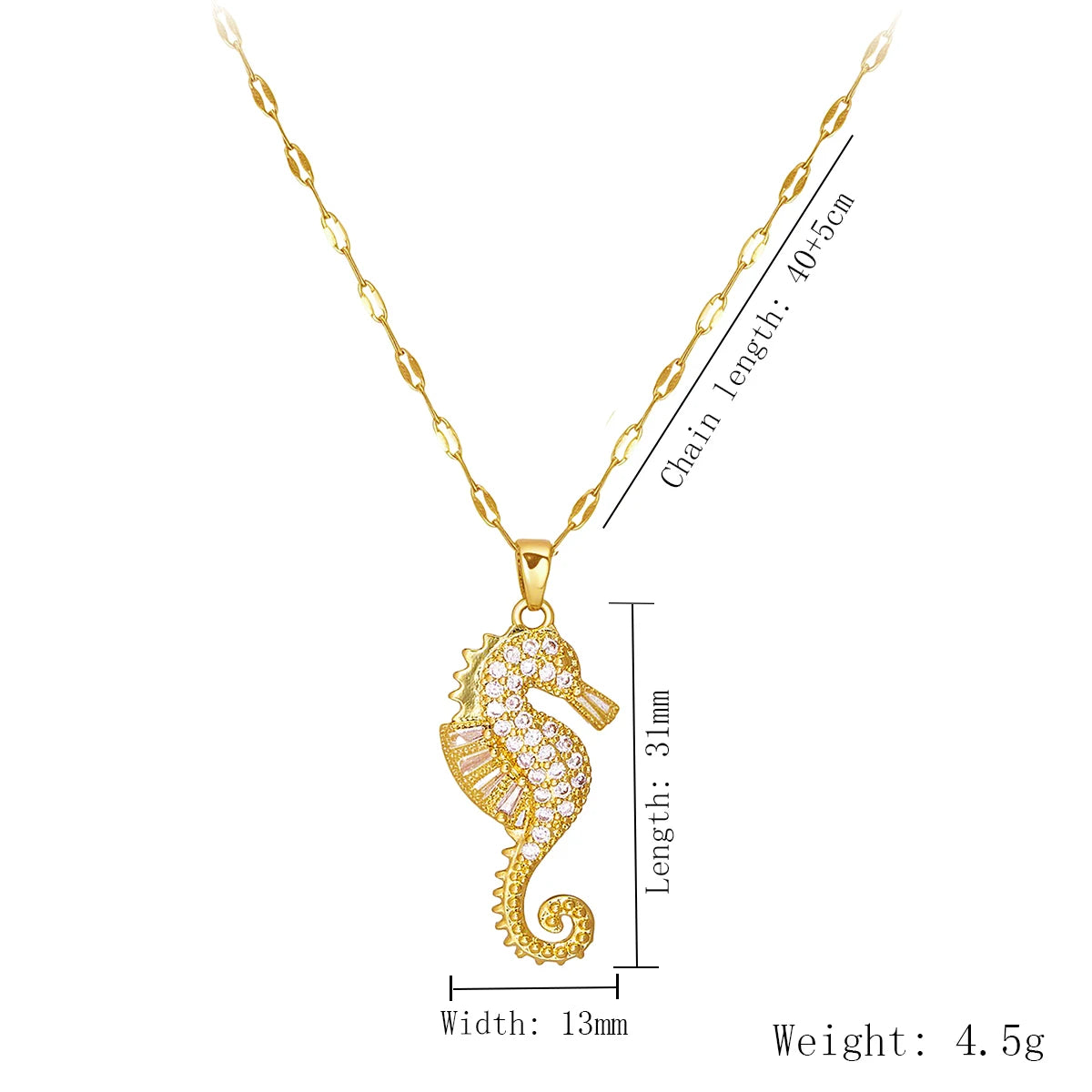 Exquisite Seahorse Necklace for Women, Starfish Pendant, Stainless Steel, Marine Life Jewelry, Fashionable Gift, High-End