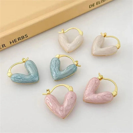 2024 New Trendy Korean Elegant Light Luxury White Dripping Love Heart Love Dangle Earring for Women Fashion Jewelry Gifts