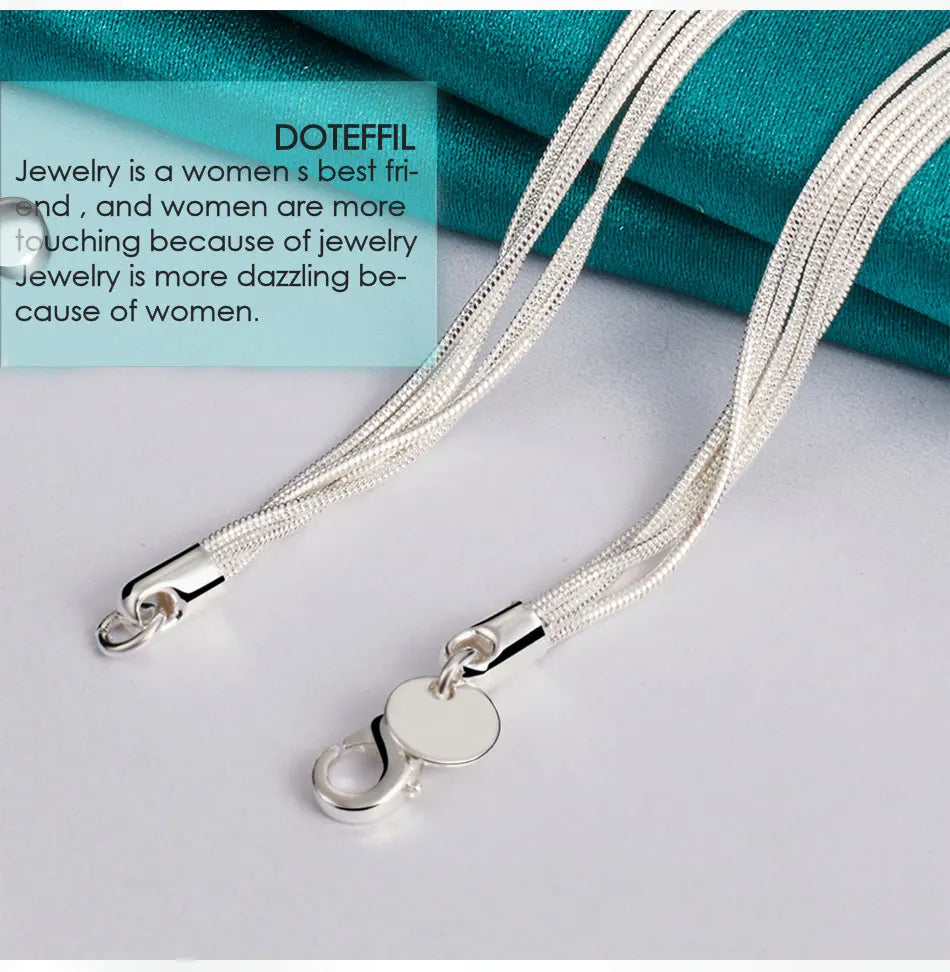 DOTEFFIL 925 Sterling Silver Five Snake Chain Starfish Necklace For Women Wedding Engagement Fashion Jewelry