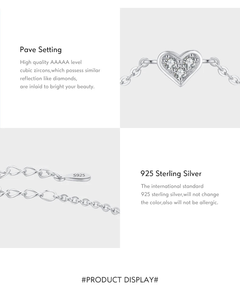 Modian 2023 New Design Real 925 sterling silver Heart CZ Bracelet Fashion Crystal Wedding Lady Classic  Romantic Jewelry