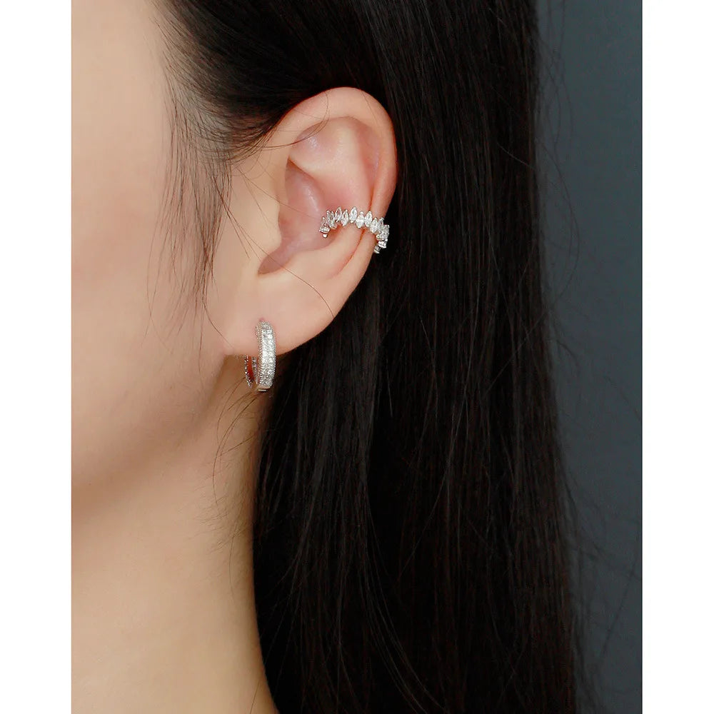 Serenity Real Marquise Cut Moissanite Earrings for Women Men S925 Sterling Silver Plated 18K Ear Clip No hole to wear Earrings