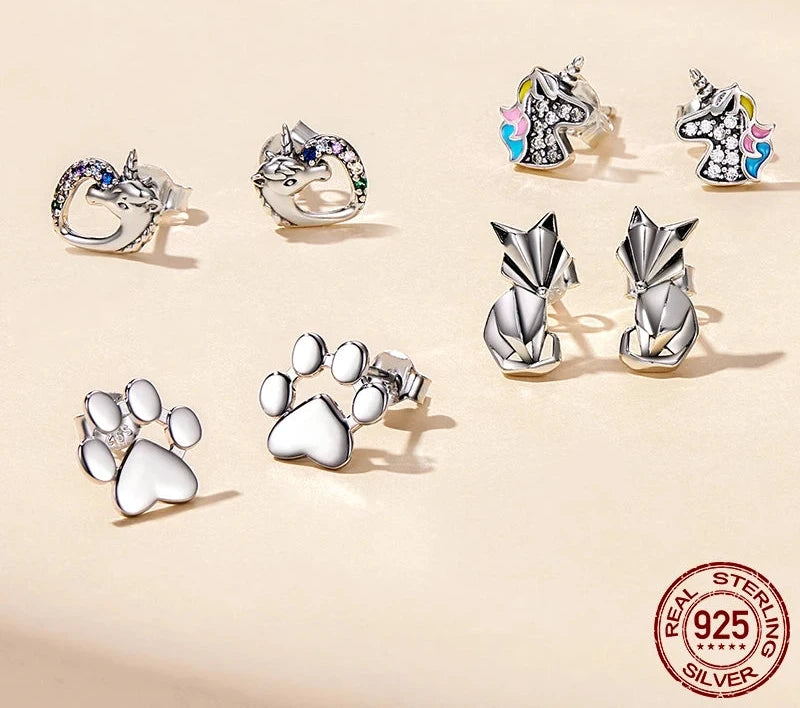 WOSTU Flower Heart Stud Earrings 100% 925 Sterling Silver Pearl Small Earrings For Women Wedding Engagement Jewelry Gifts