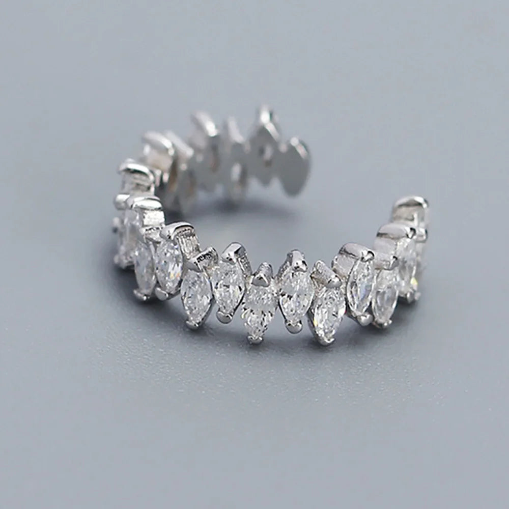 Serenity Real Marquise Cut Moissanite Earrings for Women Men S925 Sterling Silver Plated 18K Ear Clip No hole to wear Earrings