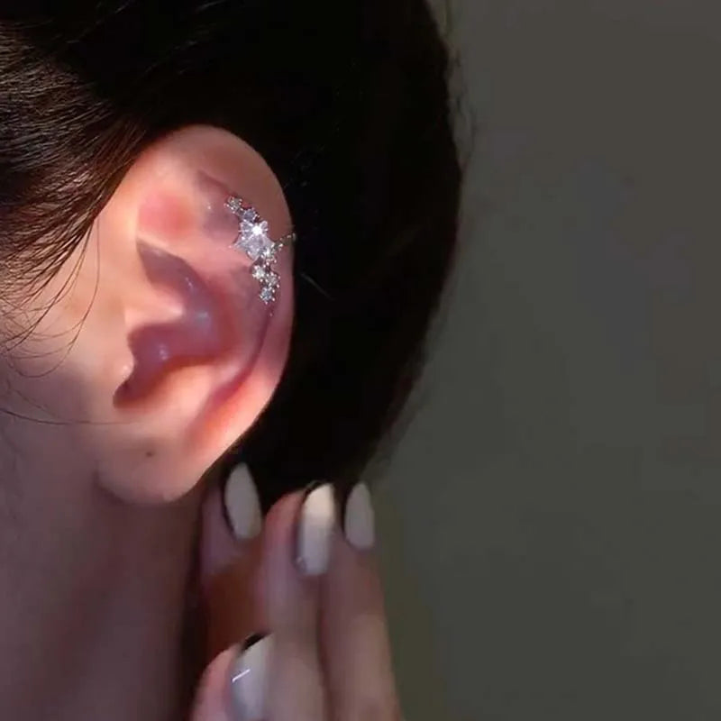 Fashion Unique Eight Pointed Star Clip Earrings For Women Girls No Piercing Fake Cartilage Ear Cuff Party Jewelry Gifts