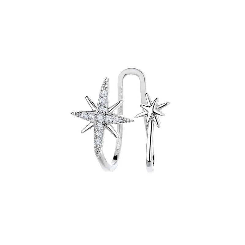 Fashion Unique Eight Pointed Star Clip Earrings For Women Girls No Piercing Fake Cartilage Ear Cuff Party Jewelry Gifts