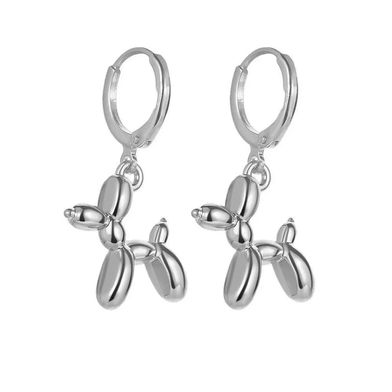 Popular Balloon Dog Pendant Dangle Earrings For Women Metal Style Cute Canimal Hoop Earring Fashion Jewelry Wedding Party Gifts
