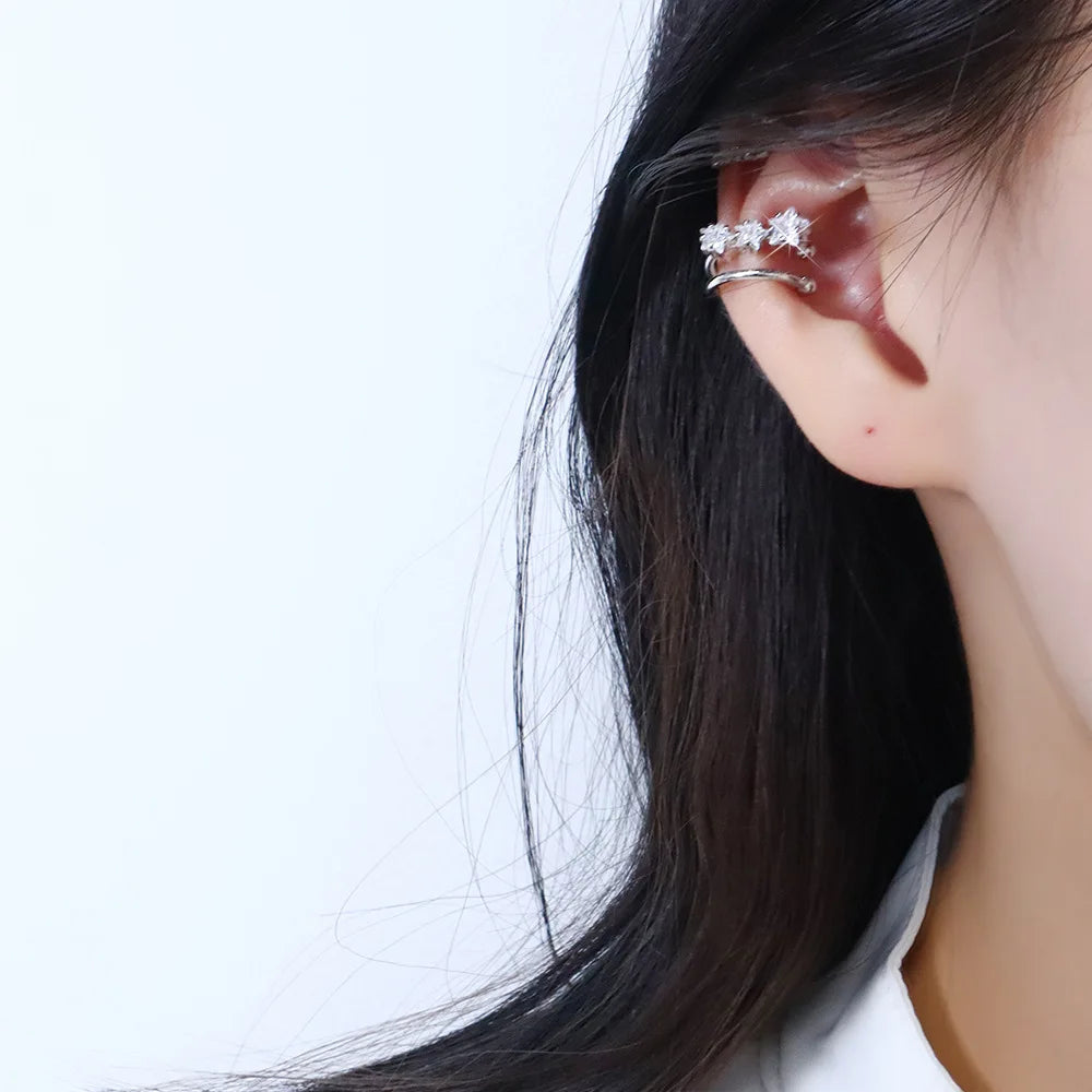 Fashion Unique Eight Pointed Star Clip Earrings For Women Girls No Piercing Fake Cartilage Ear Cuff Party Jewelry Gifts