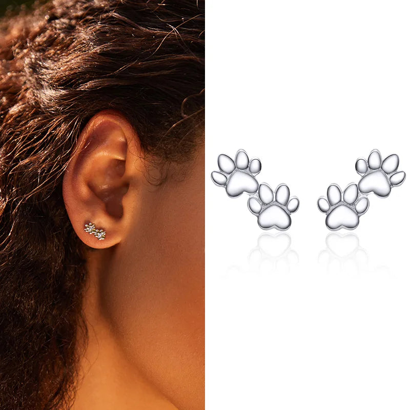 WOSTU Real 100% 925 Sterling Silver Lovely Cat Pet Stud Earrings For Women S925 Silver Earring Fashion Jewelry Gift FIE073