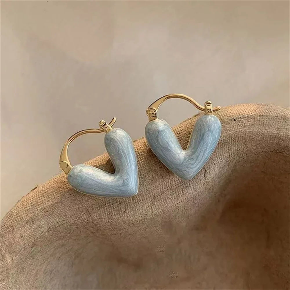 2024 New Trendy Korean Elegant Light Luxury White Dripping Love Heart Love Dangle Earring for Women Fashion Jewelry Gifts
