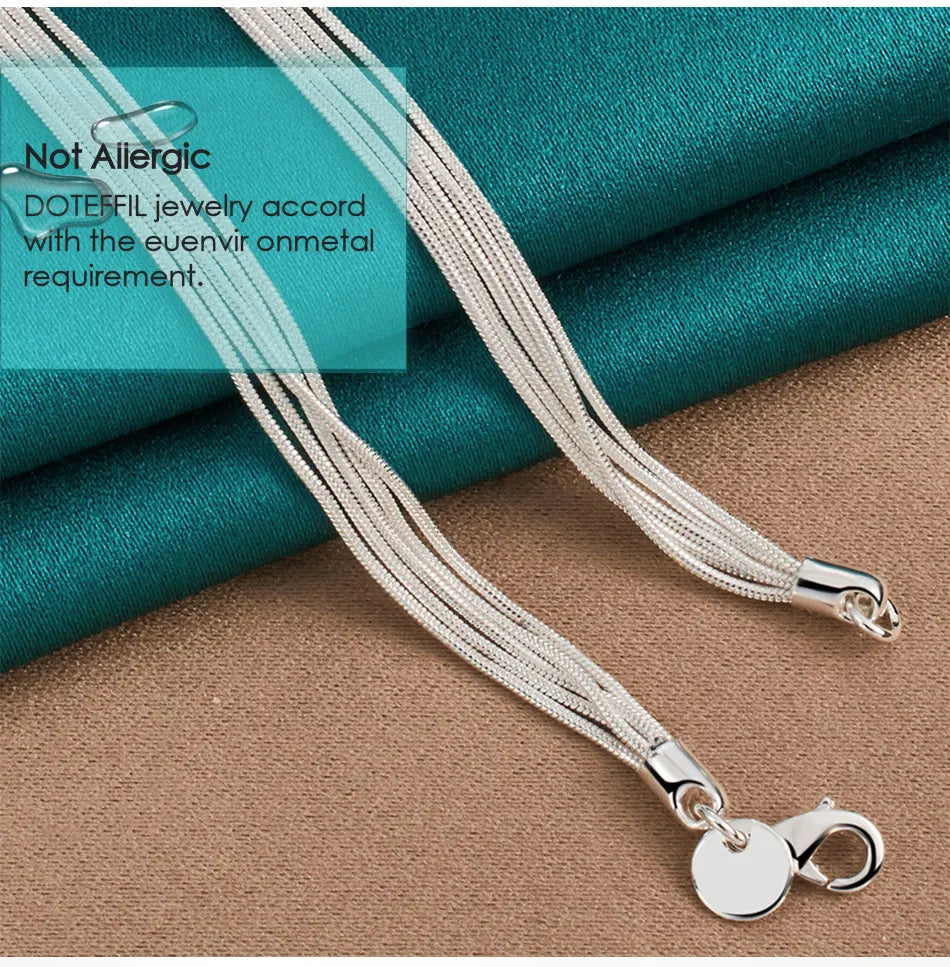 DOTEFFIL 925 Sterling Silver Five Snake Chain Starfish Necklace For Women Wedding Engagement Fashion Jewelry