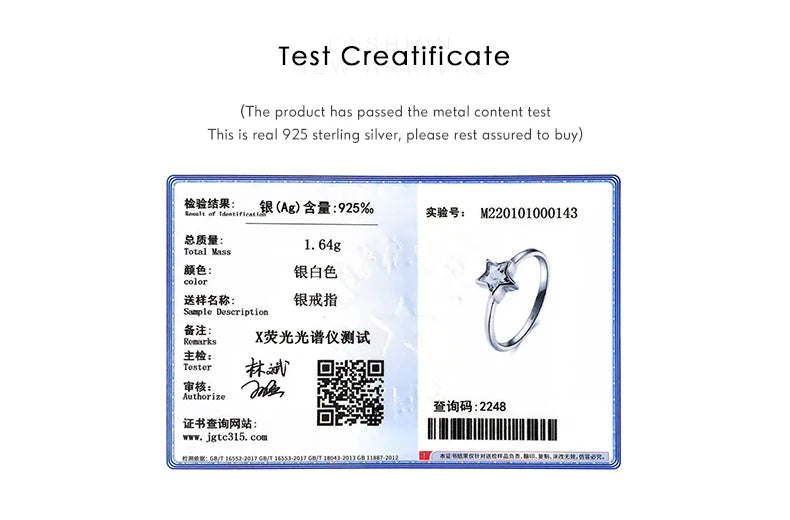 Modian 2021 NEW Cubic Zirconia  Jewelry Authentic 925 Sterling Silver Star Ring Fashion Simple Rings For Women Elegant Gift
