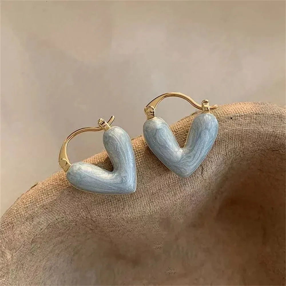 2024 New Trendy Korean Elegant Light Luxury White Dripping Love Heart Love Dangle Earring for Women Fashion Jewelry Gifts