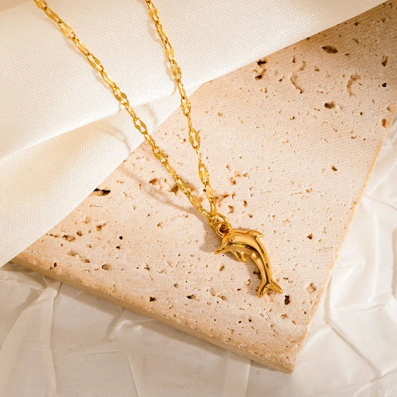 Ocean Style Starfish Sea Turtle Octopus Stainless Steel Pendant Necklace Fashion Gold Plated Summer Beach Jewelry Accessory